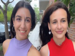 Two Cum-Covered Beauties Love to Walk in Public - Cumwalk